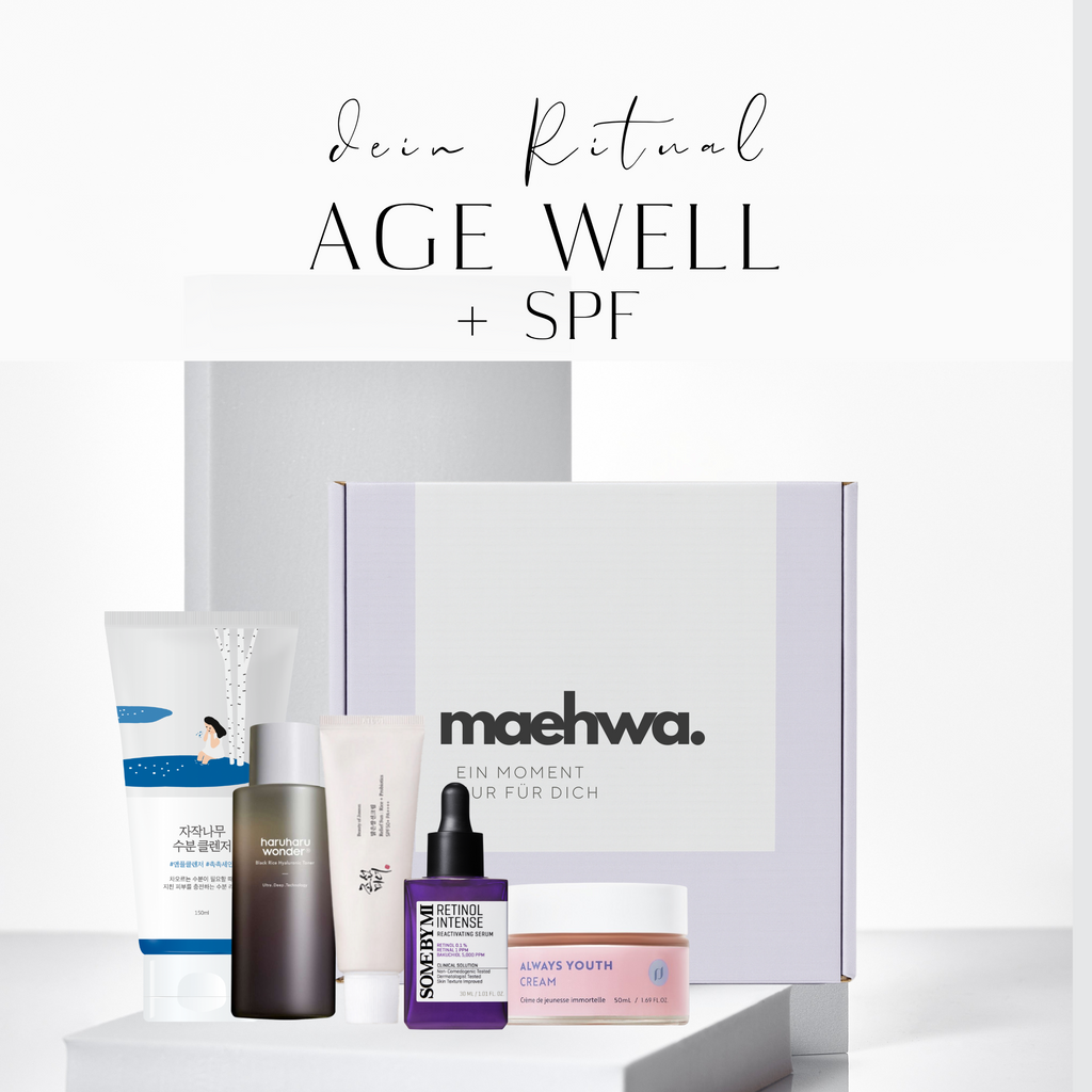 Morgen- & Abendroutine 'Age Well' + LSF50 + Retinol, Retinal, Bakuchiol