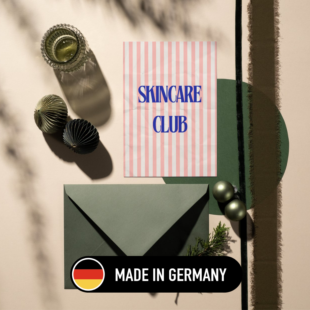 Grußkarte "SKINCARE CLUB" Hochformat A6 (148 x 105 mm) inkl. Umschlag - edles, mattes 350g Premiumpapier