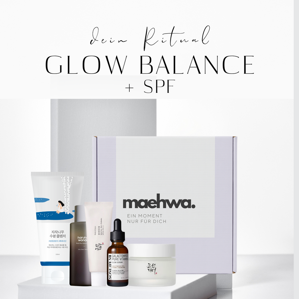 Morgen- & Abendroutine 'Glow Balance' + LSF50 + Vit C, Hyaluronsäure, Niacinamid