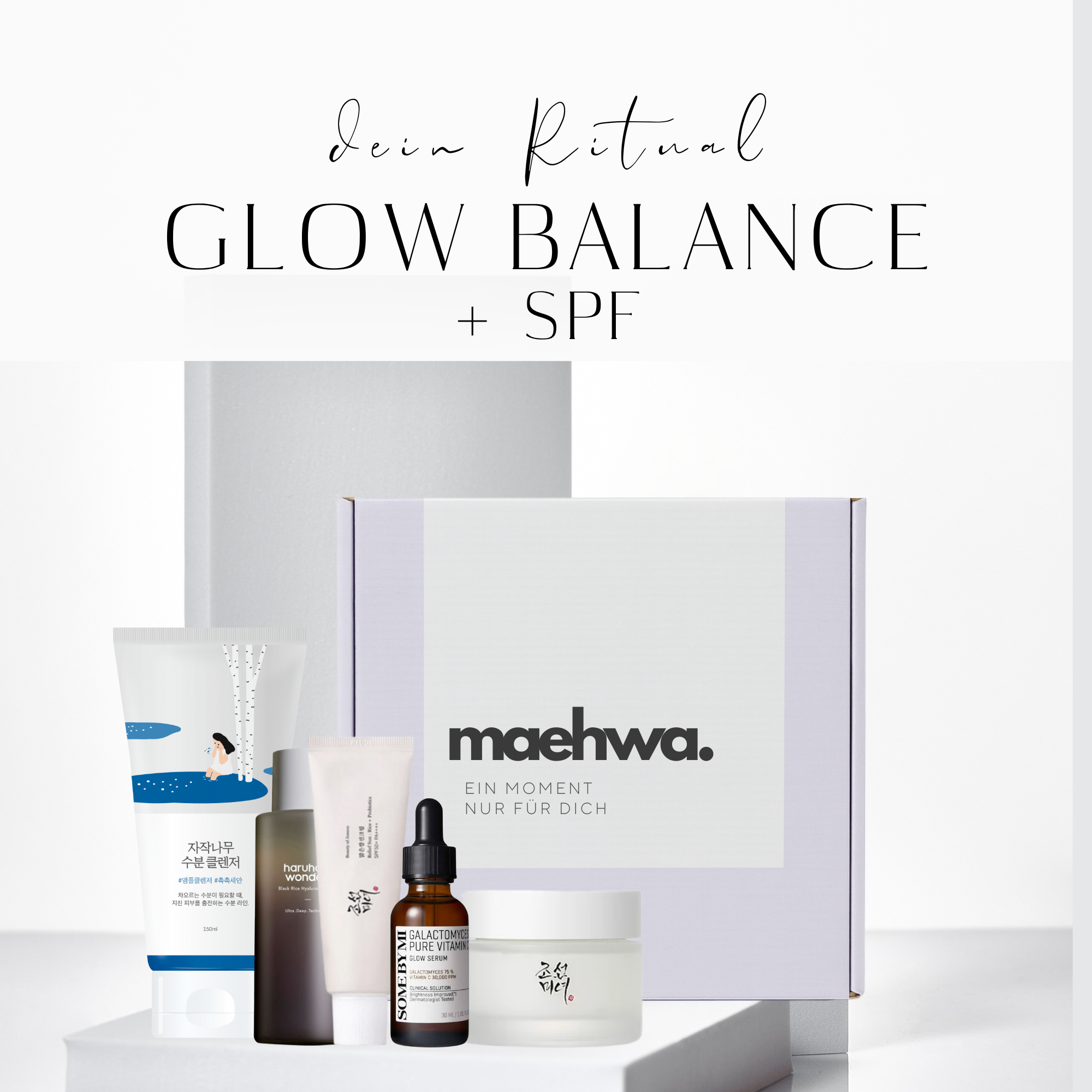 Morgen- & Abendroutine 'Glow Balance' + LSF50 + Vit C, Hyaluronsäure, Niacinamid